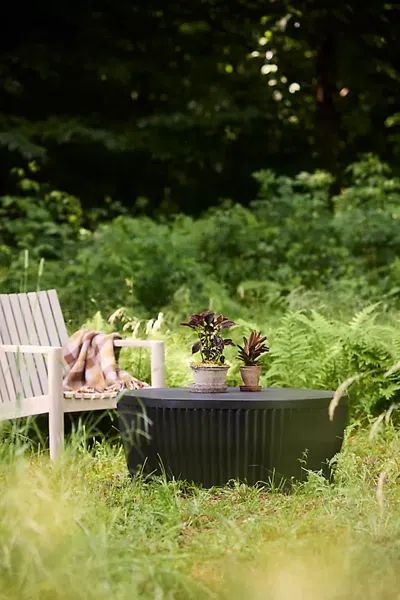 Terrain Ridge Concrete Coffee Table In Black
