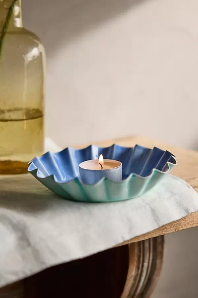 Terrain Ruffle Candle Holder Cup In Blue