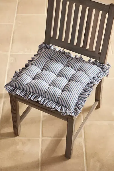 Terrain Ruffled Stripe Seat Cushion In Blue
