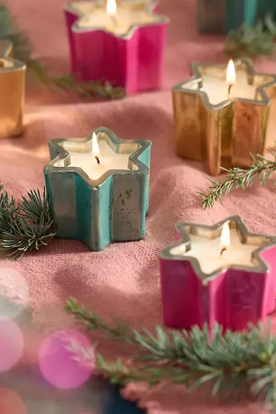 Terrain Santal + Rose Star Candles, Set Of 6 In Multi