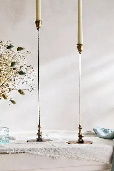 Terrain Slim Gilded Iron Candlestick In Gold