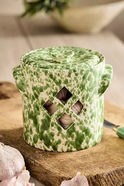 Terrain Speckled Ceramic Garlic Pot In Green