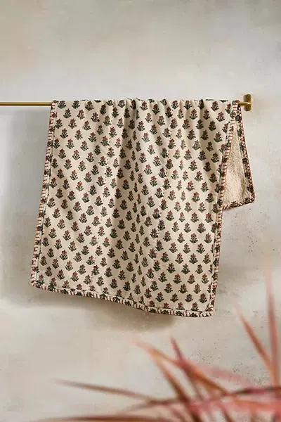 Terrain Stitched Block Print Hand Towel In Neutral