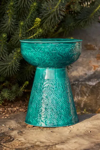 Terrain Textured Enamel Side Table In Blue