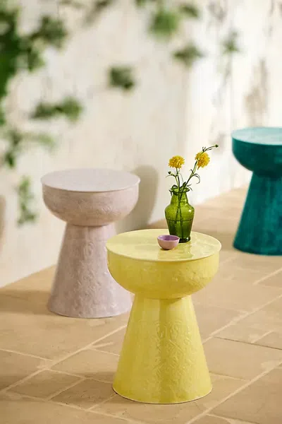 Terrain Textured Enamel Side Table In Yellow