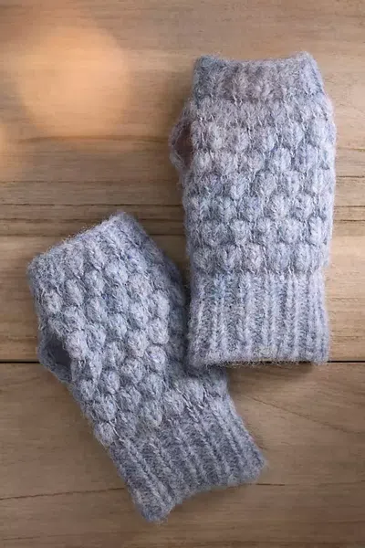 Terrain Textured Knit Fingerless Gloves In Blue