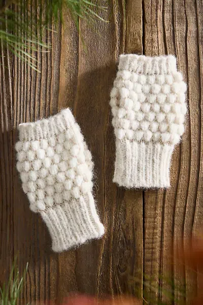 Terrain Textured Knit Fingerless Gloves In Ivory