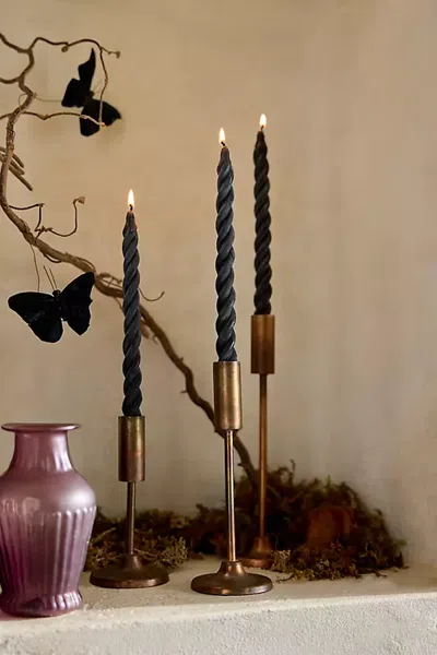 Terrain Twisty Taper Candles, Set Of 3 Black
