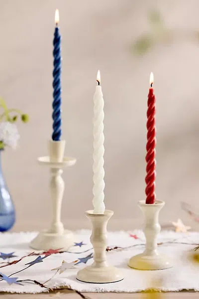 Terrain Twisty Taper Candles, Set Of 3 Red, White + Blue In Multi