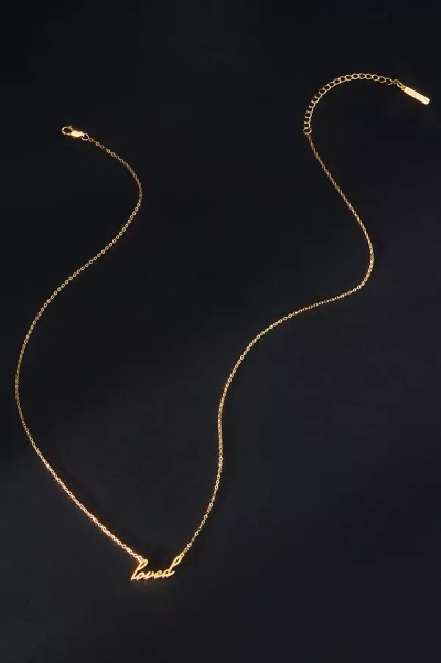 Thatch Loved Script Necklace In Gold