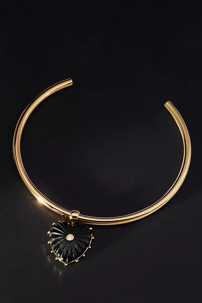 Thatch Malene Onyx Heart Choker Necklace In Gold