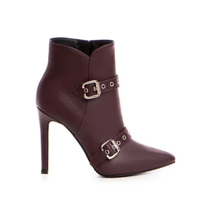 The 5th Element Women's Red Roux Marsala Leather Ankle Boots