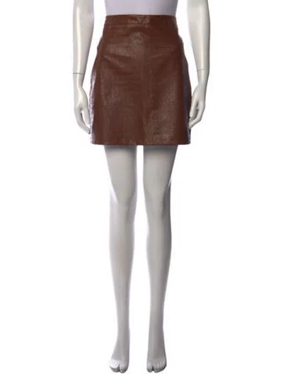 Pre-owned The Andamane Animal Print Mini Skirt In Brown