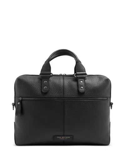 The Bridge Manfredi Grained Leather Briefcase In Black