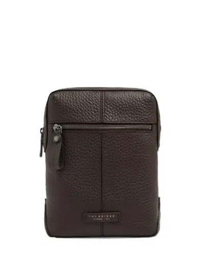 The Bridge Manfredi Pebbled Leather Messenger Bag In Brown