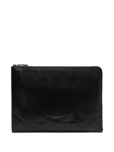 The Bridge Matteo Logo-plaque Leather Document Holder In Black
