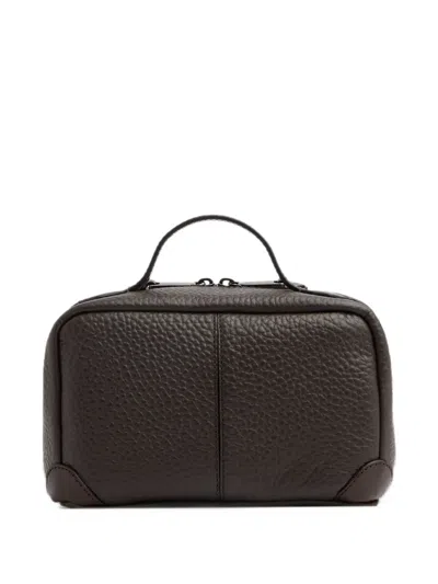 The Bridge Pebbled Leather Wash Bag In Brown