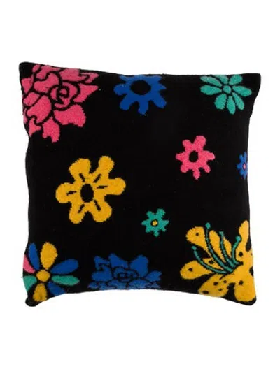 Pre-owned The Elder Statesman Cashmere Knit Sound Flowers Throw Pillow In Multicolor