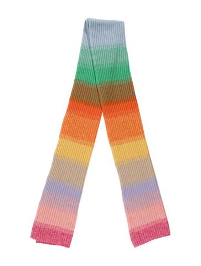 Pre-owned The Elder Statesman Cashmere Striped Scarf In Blue/orange/pink