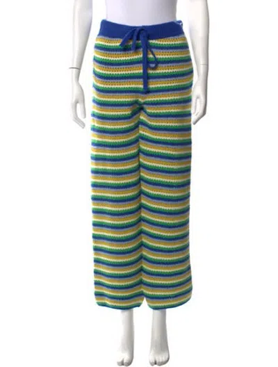 Pre-owned The Elder Statesman Cashmere Wide Leg Pants W/ Tags In Blue