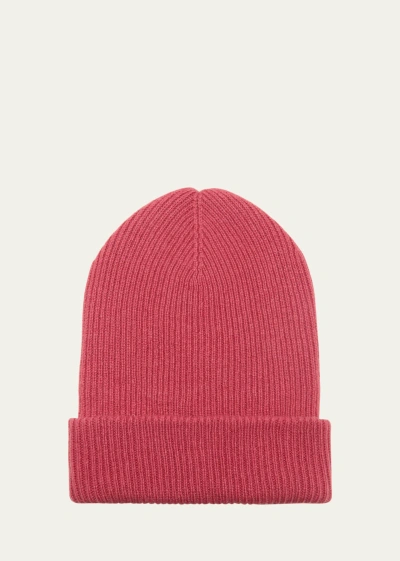 The Elder Statesman Men's Cashmere Rib-knit Beanie Hat In Pink