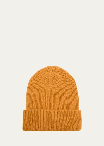 The Elder Statesman Parker Ribbed Beanie In Apricot