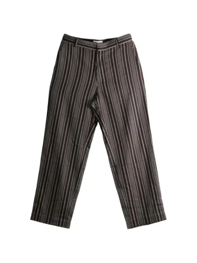 The Elder Statesman Striped Straight-leg Trousers In Gray