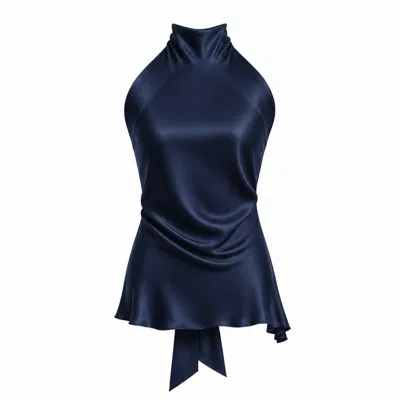 The Ethos Studio Women's Blue Alica Top, Silky - Navy