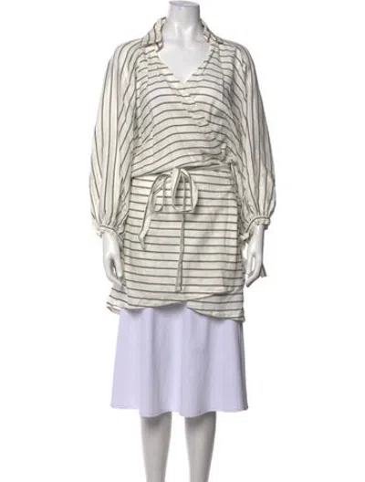 Pre-owned The Femm Striped V-neck Sweater W/ Tags In Multicolor
