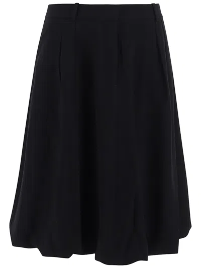 The Garment Black Voluminous Flared Acetate-blend Midi Skirt