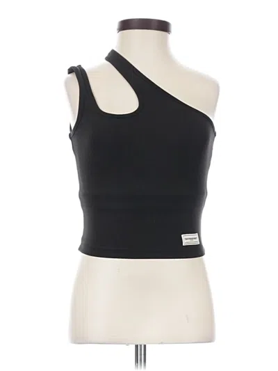 Pre-owned The Giving Movement Tank Top Black One Shoulder Neckline Tops