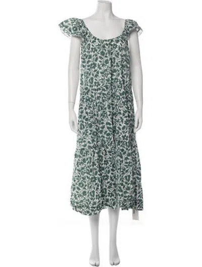 Pre-owned The Great Floral Print Long Dress In White