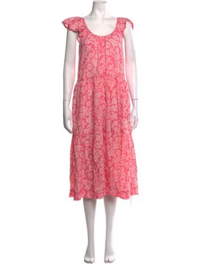 Pre-owned The Great Floral Print Midi Length Dress In Pink