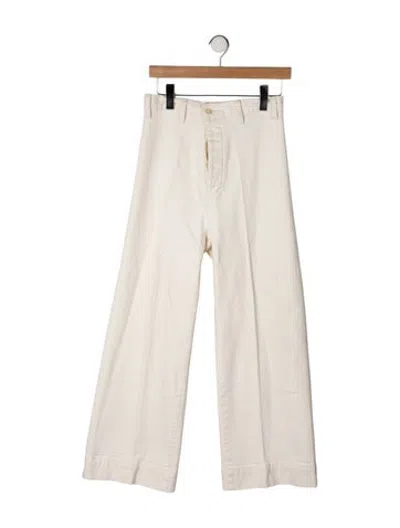 Pre-owned The Great High-rise Wide Leg Jeans In Neutrals