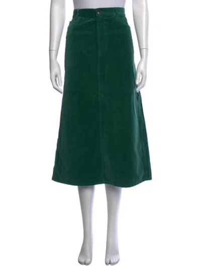 Pre-owned The Great Midi Length Skirt In Green