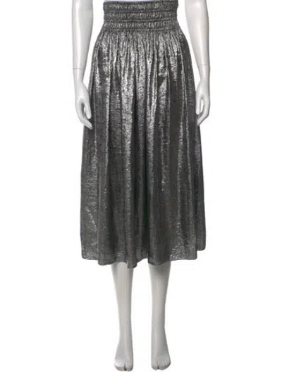 Pre-owned The Great Patterned Midi Length Skirt In Grey/silver
