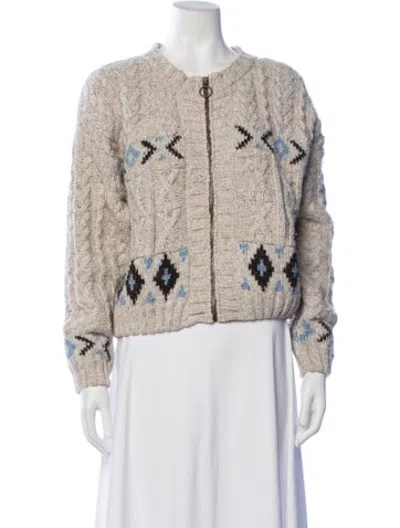 Pre-owned The Great Patterned Open Front Sweater In Neutrals