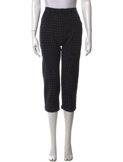 Pre-owned The Great Plaid Print Straight Leg Pants In Blue