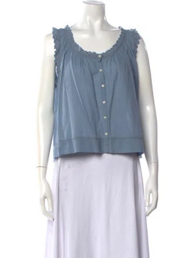 Pre-owned The Great Scoop Neck Sleeveless Blouse In Blue