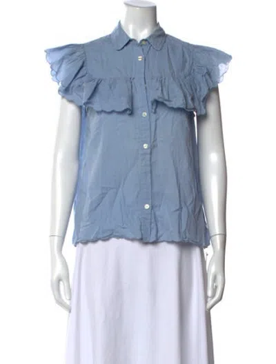 Pre-owned The Great Short Sleeve Blouse In Blue
