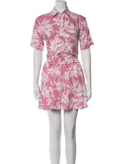 Pre-owned The Kooples Floral Print Ruffle Embellishment Skirt Set In Pink