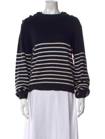 Pre-owned The Kooples Striped Crew Neck Sweater In Blue