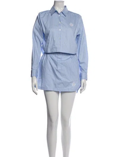 Pre-owned The Kooples Striped Embroidered Accent Skirt Set W/ Tags In Blue