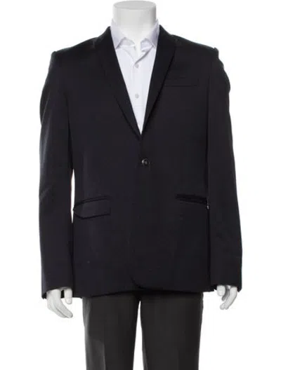 Pre-owned The Kooples Wool Polka Dot Print Blazer In Blue