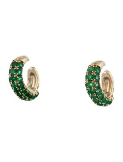 Pre-owned The Last Line 14k 1.15ctw Emerald Earcuffs In Multicolor