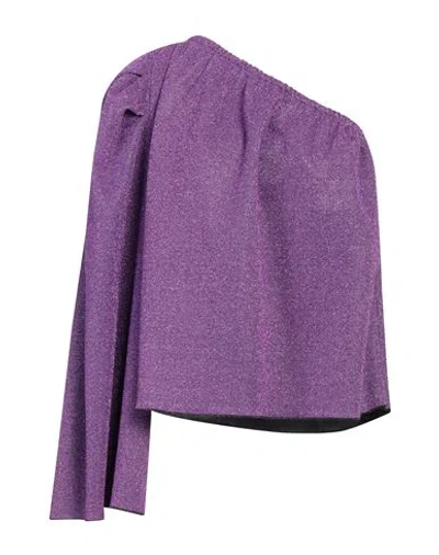 The M .. Woman Top Purple Size Xs Polyester, Polyamide, Metallic Fiber