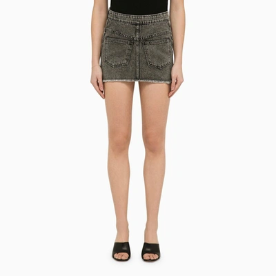 The Mannei Malmo Denim Mini Skirt Inside Out In Grey