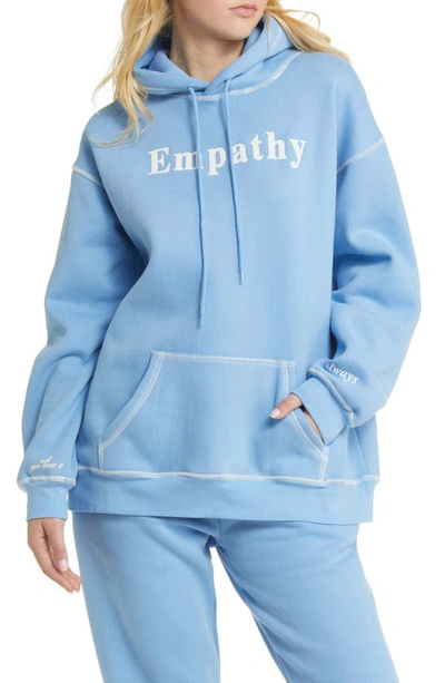 The Mayfair Group Empathy Cotton Blend Hoodie In Soft Blue