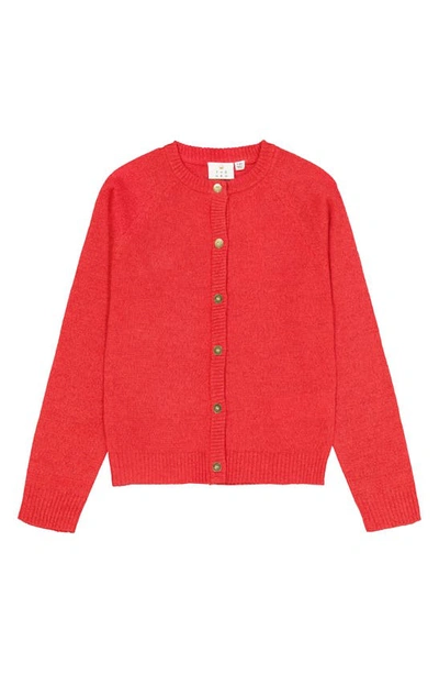 The New Kids' Eve Glitter Cardigan In Bright Red