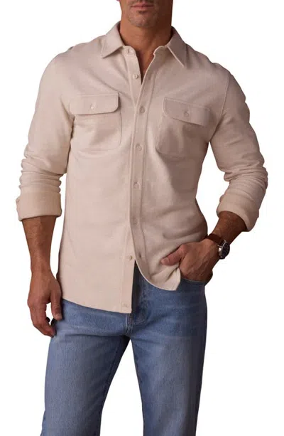 The Normal Brand Textured Knit Long Sleeve Button-up Shirt In Pink